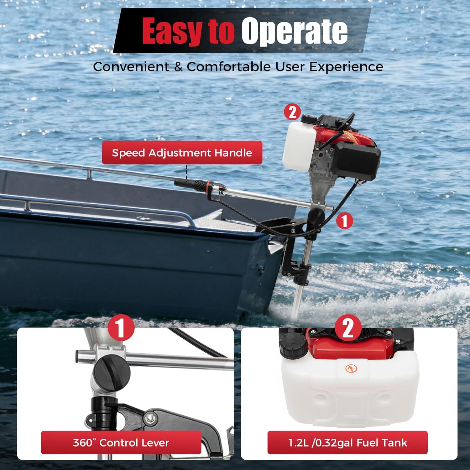 4HP Outboard Motor, 4 Stroke 5 - огляд і ціна Fishing Boat Outboard Motor