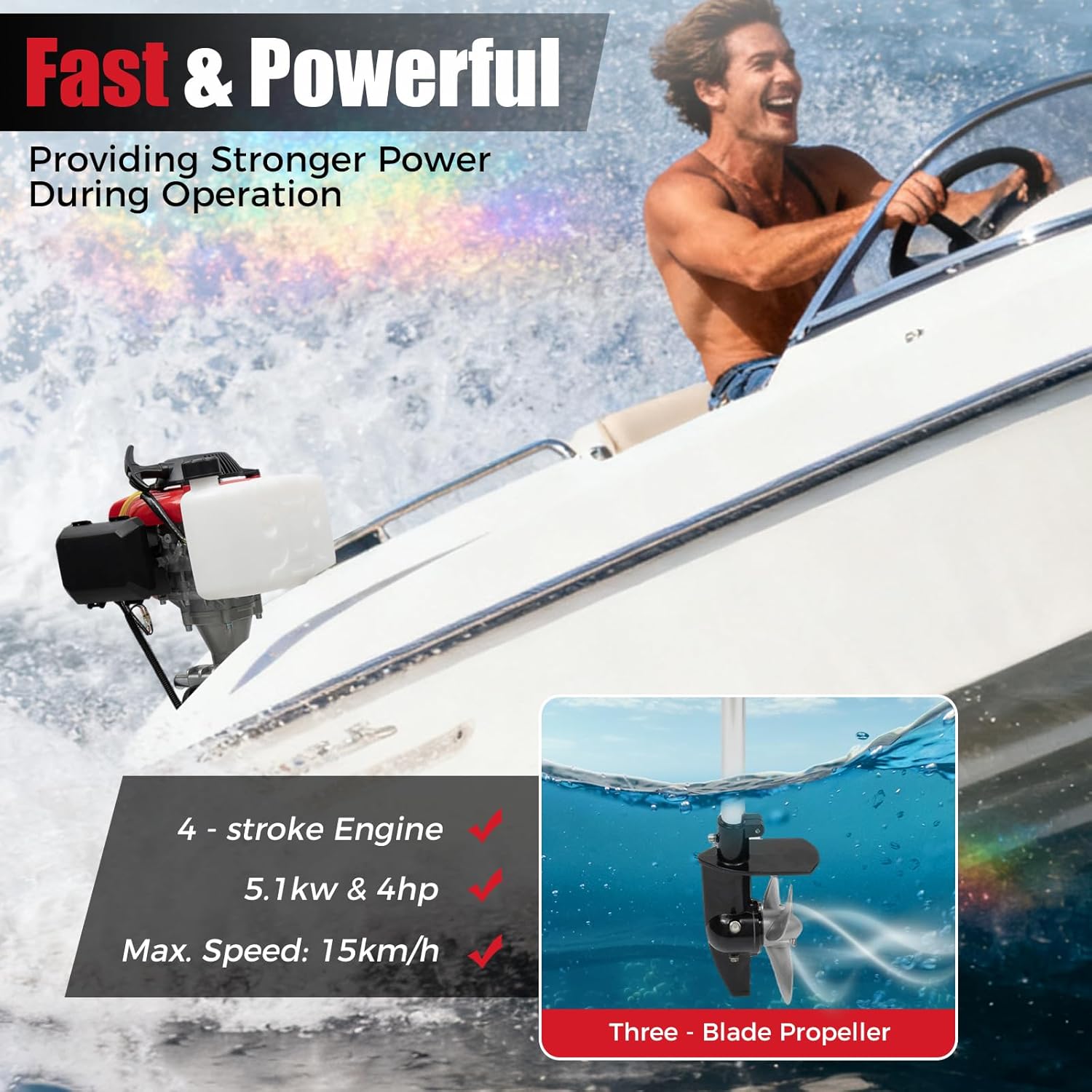 4HP Outboard Motor, 4 Stroke 5 - огляд і ціна Fishing Boat Outboard Motor